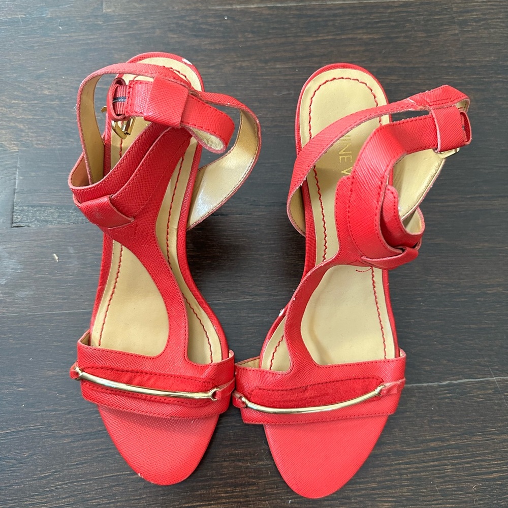Nine West red heeled sandals
